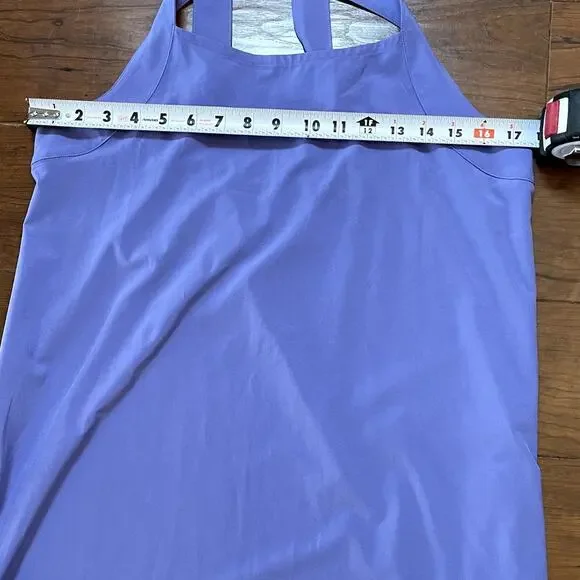 Athleta Arrival Dress Medium Purple Maxi Athletic Cross Back Stretch Side Slit - Picture 6 of 9